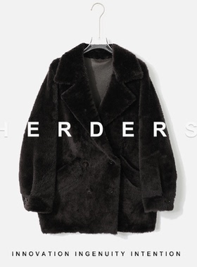 HERDERS 中长款翻领纽扣款顶奢拉贡皮草女款外套 52231