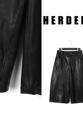 HERDERS (欢欢自留）中腰七分真皮绵羊皮休闲皮裤 52029