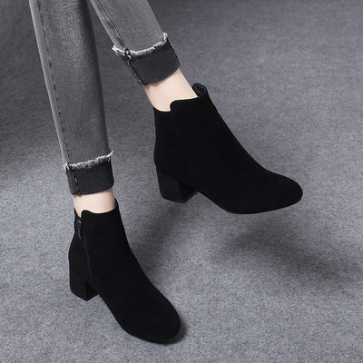 秋冬新款羊皮磨砂小短靴女款靴子