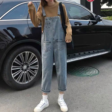 牛仔背带裤女夏季2020新款韩版学生ins宽松显瘦连体九分吊带裤女