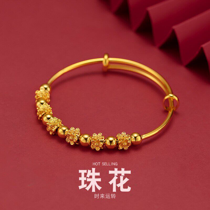 立大福珠花推拉手镯女士
