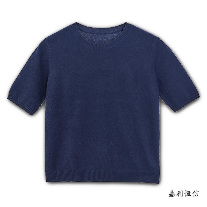 【匠心工艺】经典纯色百搭女式纯山羊绒半袖套衫