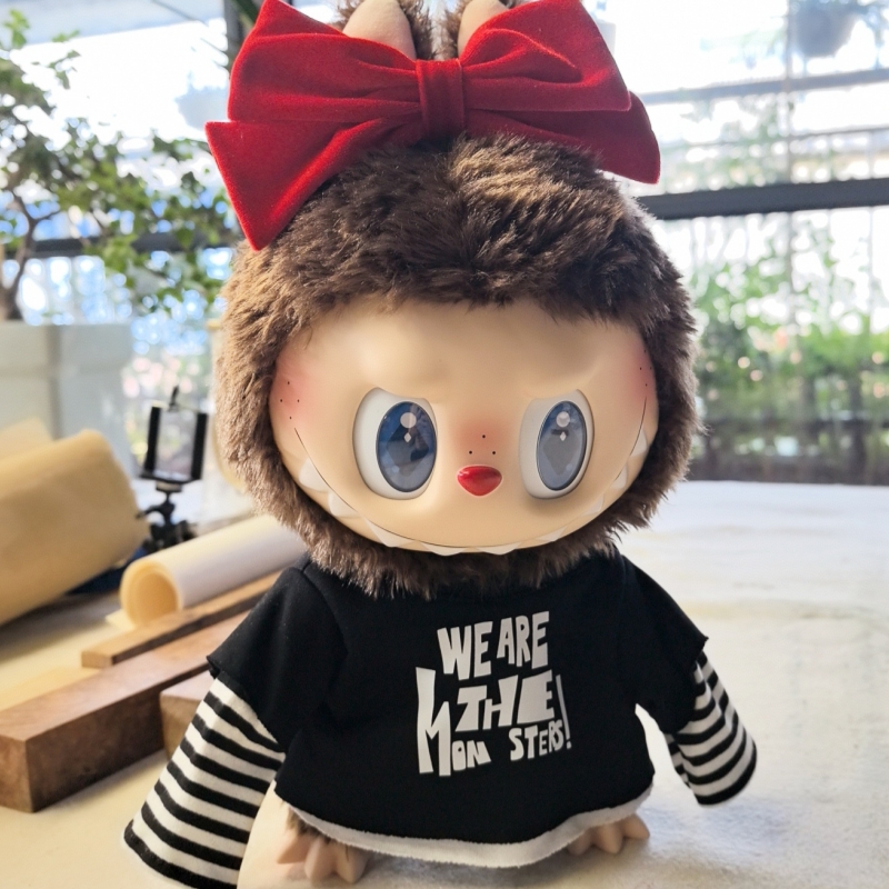 泡泡玛特拉布布国王38CM玩偶衣服labubu情人节娃衣套装40CM朋克风