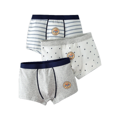 英博伦纯棉男男童平角内裤三条装