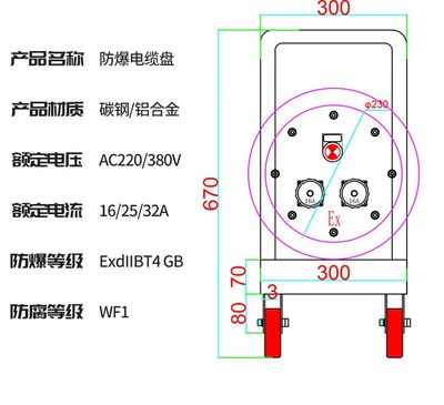 防爆电缆盘无火花插销移动检修插座防水工业卷线空盘绕线盘拖线盘