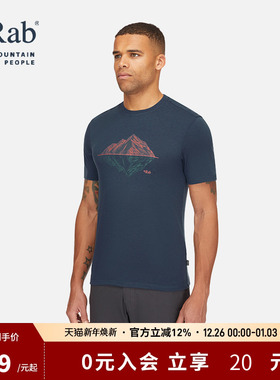 RAB睿坡男士Crimp Reflection圆领印花短袖徒步健身T恤 QBL-72