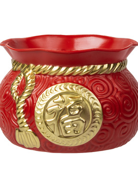 聚宝盆钱袋招米汽车家居摆件可放香膏车载摆饰创意汽车家居用品