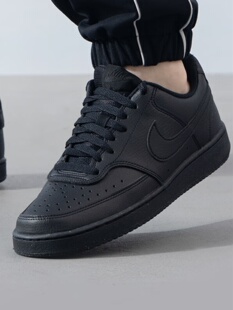 Nike耐克男鞋简版空军一号黑色皮面运动鞋低帮耐磨休闲板鞋DH2987