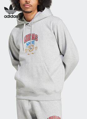 Adidas/阿迪达斯三叶草男士2025休闲针织宽松连帽日常卫衣IX6770