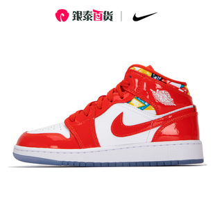 Nike耐克AJ板鞋女鞋高帮休闲鞋红色jordan儿童鞋运动鞋DC7248-600