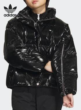 阿迪达斯三叶草羽绒服女装CLR BLOCK DOWN运动休闲连帽外套IU4797