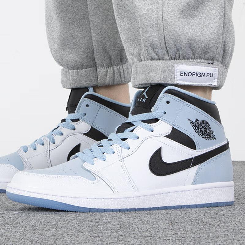 nike耐克男鞋air jordan 1 aj1冰蓝黑白耐磨实战篮球鞋dv1308-104