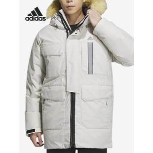 Adidas阿迪达斯男款2025户外运动休闲保暖中长款宽松羽绒服IS0365