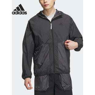 阿迪达斯外套男装2025秋新款季跑步透气宽松休闲夹克运动服JI8658