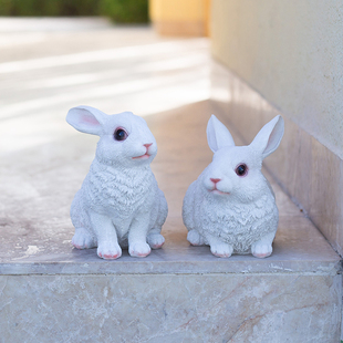 户外仿真小白兔动物树脂雕塑卡通草坪园林景观可爱庭院装 饰摆件