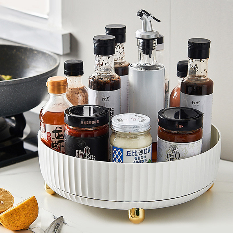 厨房调料置物架可旋转调味品专用转角台面油盐酱醋瓶收纳盒多功能