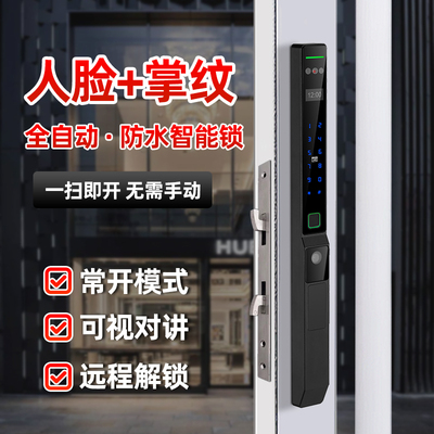 3d人脸识别掌静脉断桥铝门智能锁户外防水庭院掌纹指纹密码肯德基