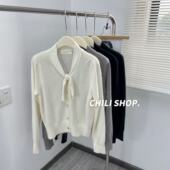 千金风系带减龄韩系浣熊羊驼绒柔软针织开衫 英英Chili 10.13