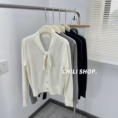 【英英Chili】千金风系带减龄韩系浣熊羊驼绒柔软针织开衫 10.13
