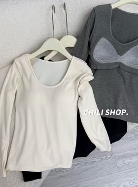 【英英Chili】鹅蛋领保暖冬季胸垫修身柔软舒适长袖打底 11.29