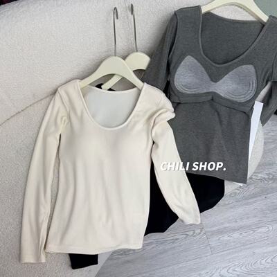 【英英Chili】鹅蛋领保暖冬季胸垫修身柔软舒适长袖打底 11.29