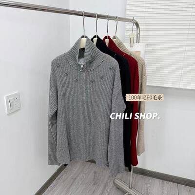 【英英Chili】重工花朵高领加厚全毛欧货设计师款针织毛衣 09.20