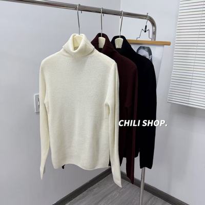 【英英Chili】高领简约纯色百搭柔软100全羊毛针织毛衣Y 01.09