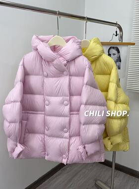 【英英Chili】高货双排扣欧货设计中长简约95白鹅绒羽绒服PH12.18