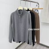 11.29 宽松100全羊毛针织毛衣 英英Chili 立领纯色简约百搭男士