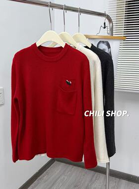 【英英Chili】卡通小马简约韩系减龄羊绒羊毛针织毛衣 01.03