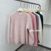 11.28 韩系简约风百搭设计针织毛衣 英英Chili 山羊绒拉绒中领