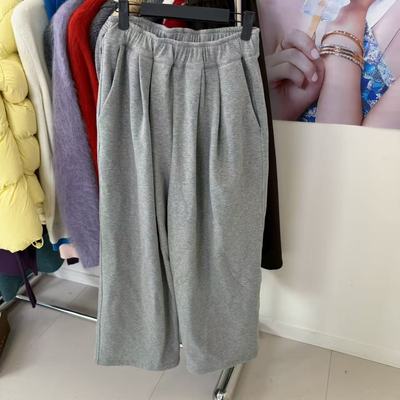 【英英Chili】bu退换 松紧腰韩系简约宽松阔腿卫裤 01.16