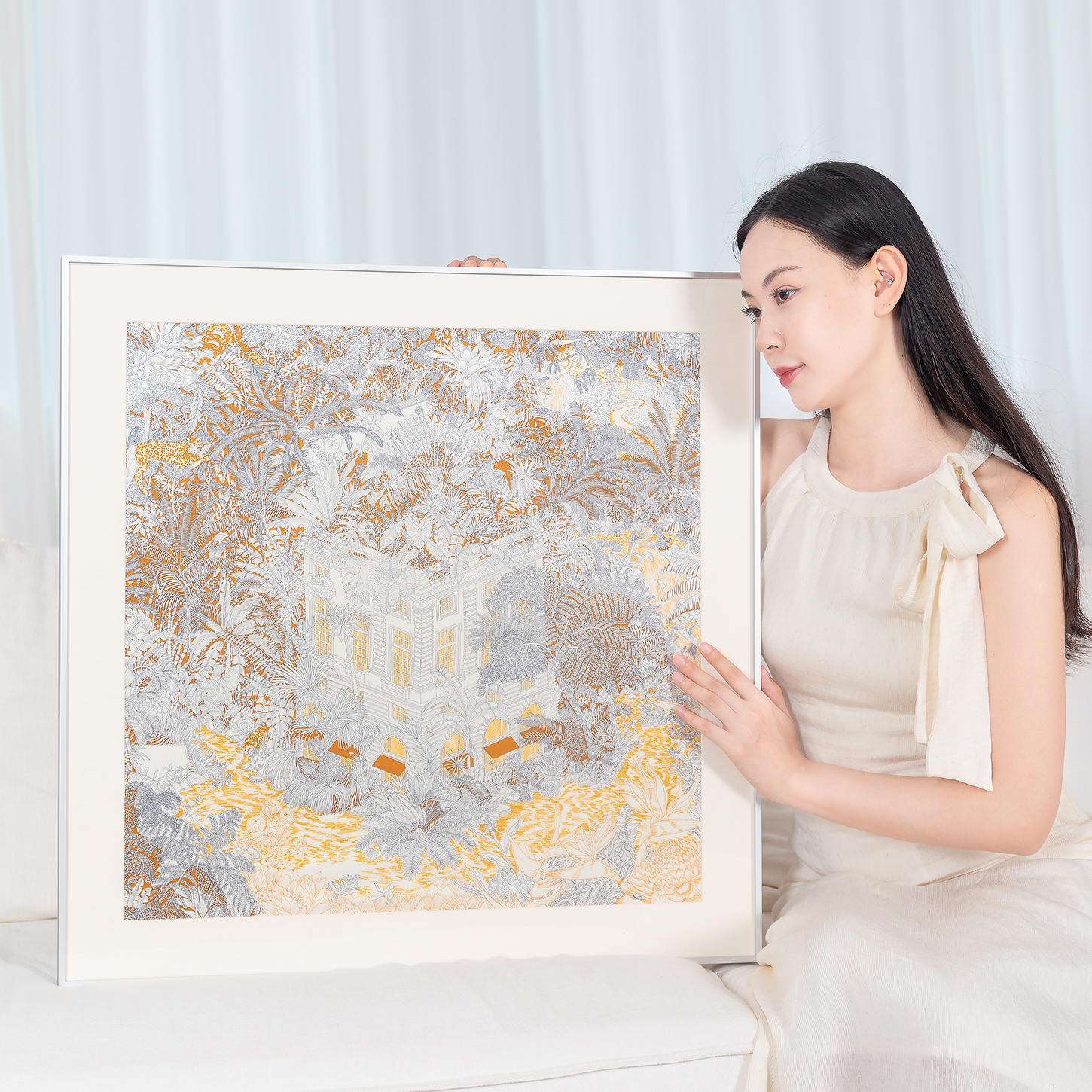 颐画出品丨真丝巾画艺术挂画别墅高级家居美学设计装饰画图片