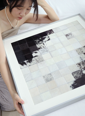 颐画原创真牛皮画《绅士的品格》进口奶牛皮诧寂风客厅玄关抽象画