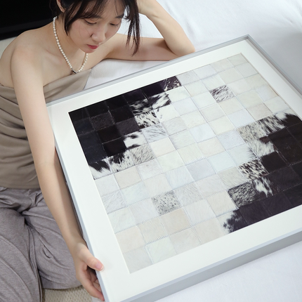 颐画原创真牛皮画《绅士的品格》进口奶牛皮诧寂风客厅玄关抽象画