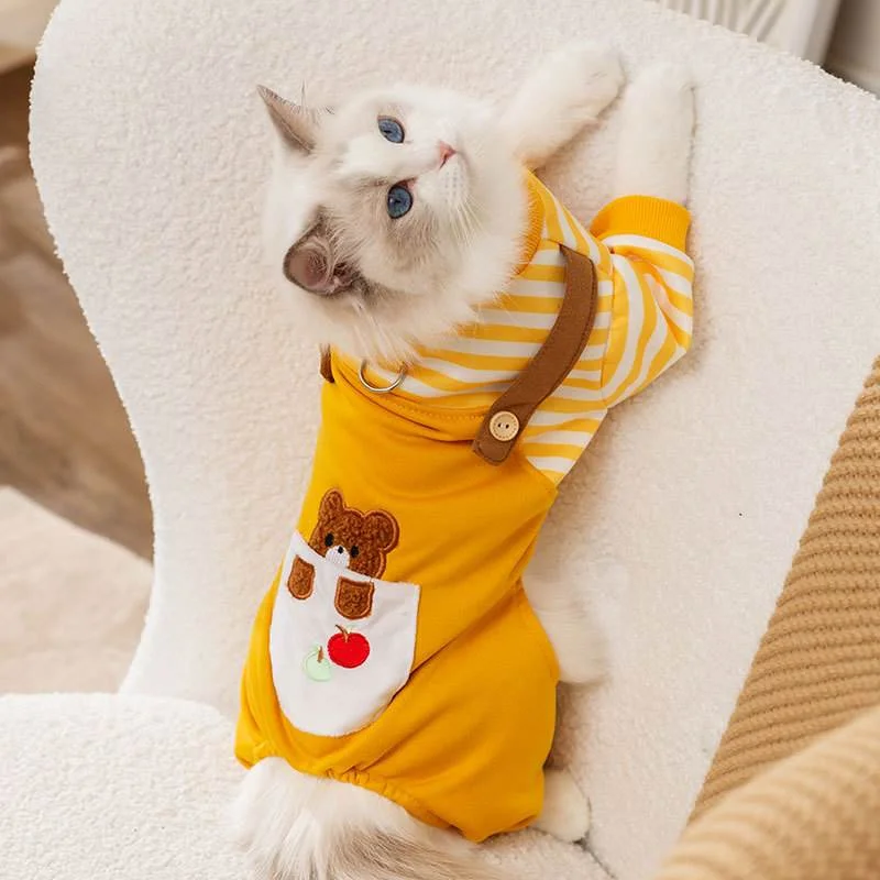 宠物四脚衣秋季保暖猫咪小狗狗可爱动物可牵引背带裤泰迪衣服