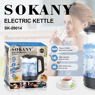跨境SOKANY09014烧水壶1.8L玻璃烧水壶电热水壶ELECTRIC KETTLE