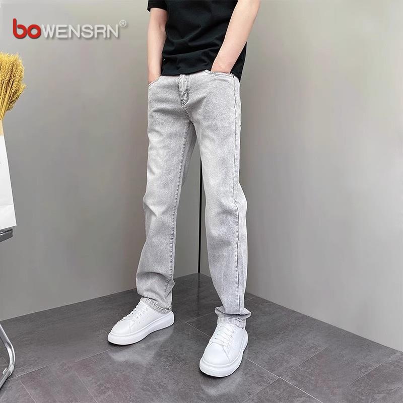 高端浅色牛仔裤男士2025新款夏季薄款男裤修身直筒休闲长裤子男款