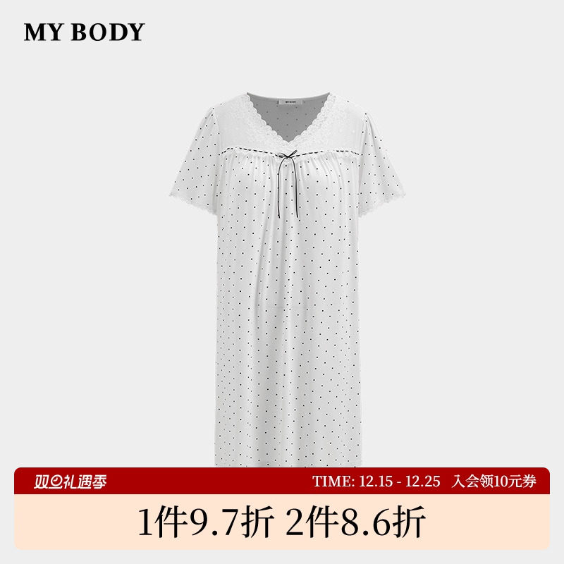 商场同款MYBODY法式睡裙蕾丝纯欲高级感宽松舒适可外穿家居服睡