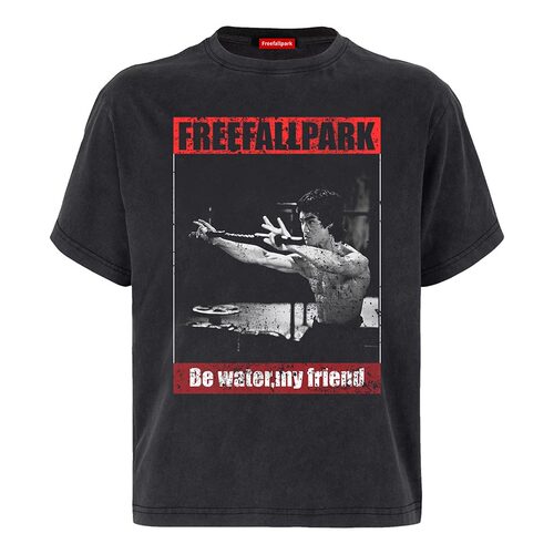 free fall park 水洗做旧李小龙印花短袖Boxy版型VintangeT恤