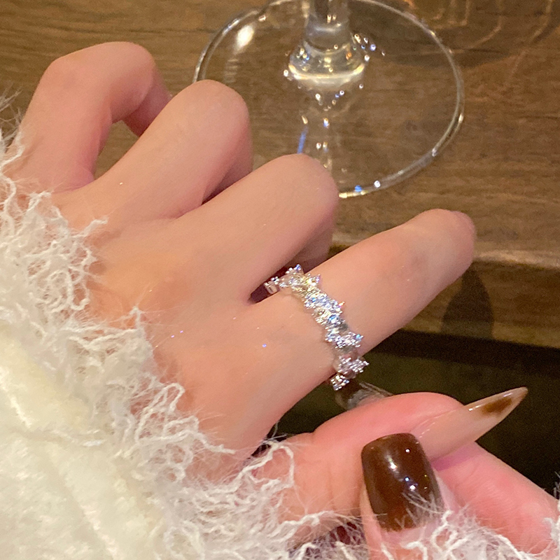 藤枝素圈戒指女轻奢高级感拉丝麻花戒指女小众设计尾戒开口食指环