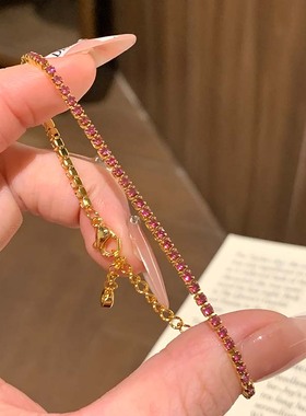 极细水晶手链女款手串绯红手绳手链轻奢小众精致本命年礼物手饰品