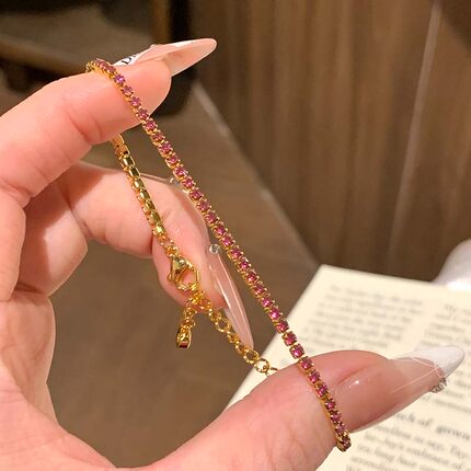 极细水晶手链女款手串绯红手绳手链轻奢小众精致本命年礼物手饰品