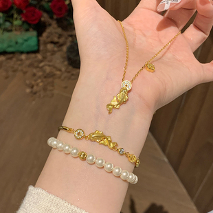 好运锦鲤金钱手链轻奢小众精致手串闺蜜手链女款新中式手绳手饰品