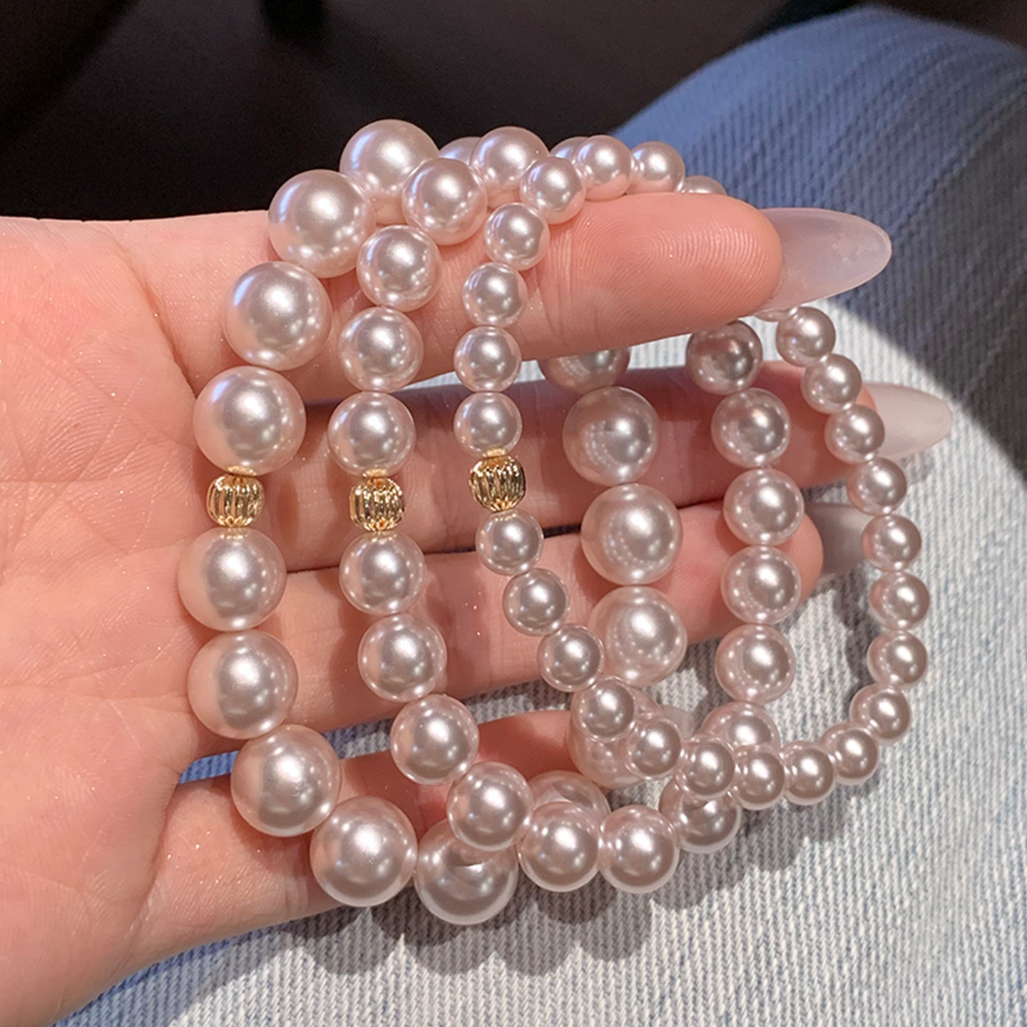 小金珠仿曼塔珍珠手串