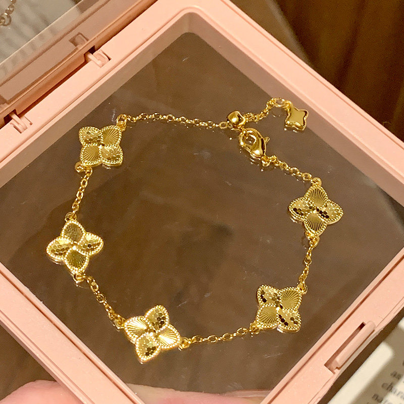 贵气碎冰冰四叶草手链轻奢小众精致手串铜镀真金手链女款手绳饰品,饰品/流行首饰/时尚饰品新,手链,淘宝优惠券,粉丝福利购,淘宝优惠卷