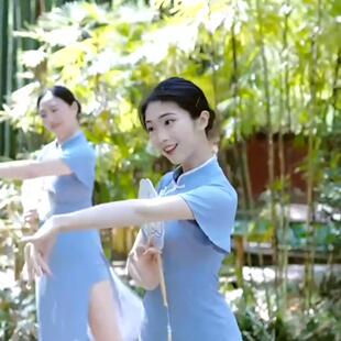 桃李杯忆梦舞蹈演出服古典舞无袖珍珠绿色儿童旗袍中国民族舞蹈