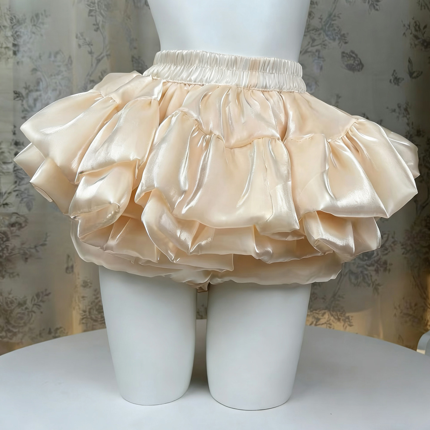 香槟色缎面云朵裙撑Lolita暴力撑日常无骨洛丽塔蓬蓬衬裙学生党春