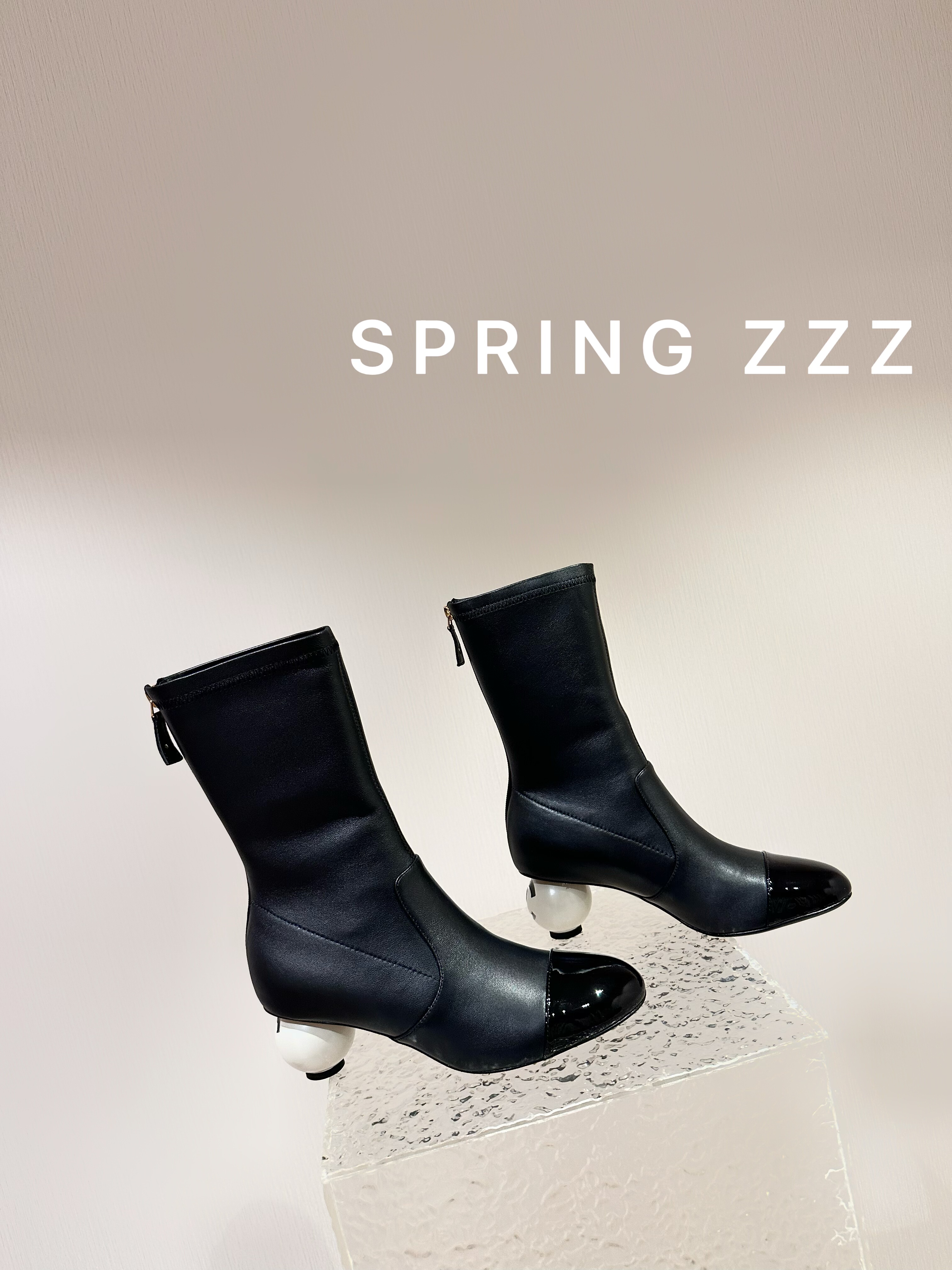 【Spring zzz】巨贵气/好穿！2026春季新品 弹力羊皮珍珠球跟短靴