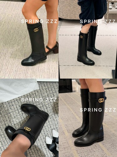 【Spring zzz】富家千金！26B秋冬长靴 头层牛皮圆头厚底骑士靴